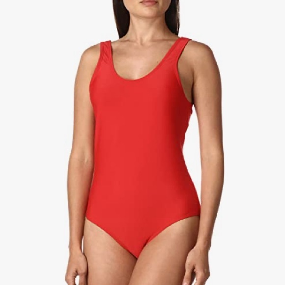 All American Firecracker Red One Piece Maillot Swimsuit Size Medium U Back - Picture 2 of 8